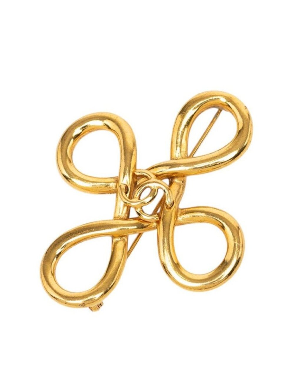 Chanel CC Logo Vintage Brooch Gold Plated